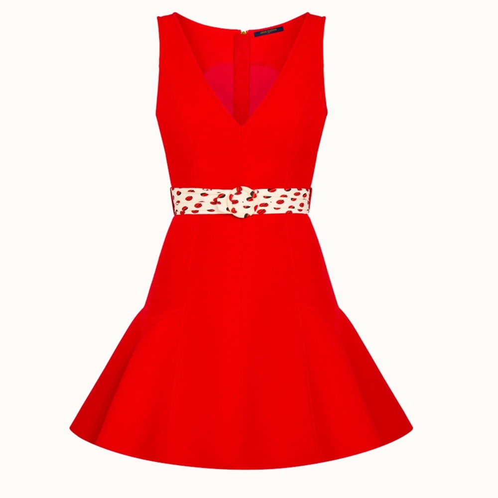Louis Vuitton Red Dress, Wool and Silk